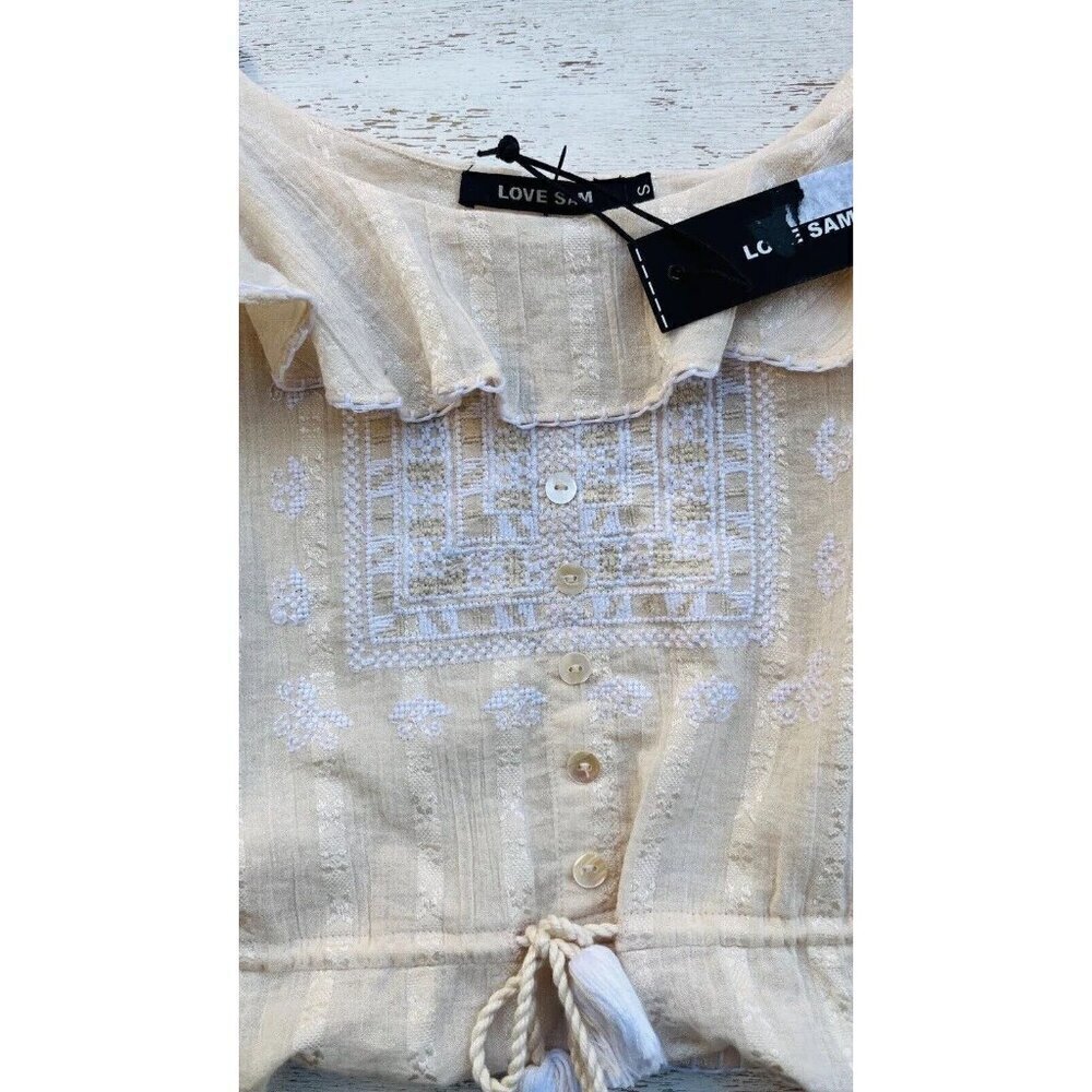 Love Sam Womens Midsummer Moments Cropped Top Size S Cream $180 NG99 - Picture 7 of 11